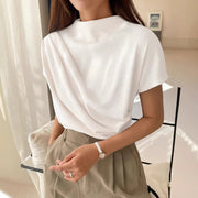 Lightweight Viscose Summer Dress Shirt – Easy Draped Short Sleeve