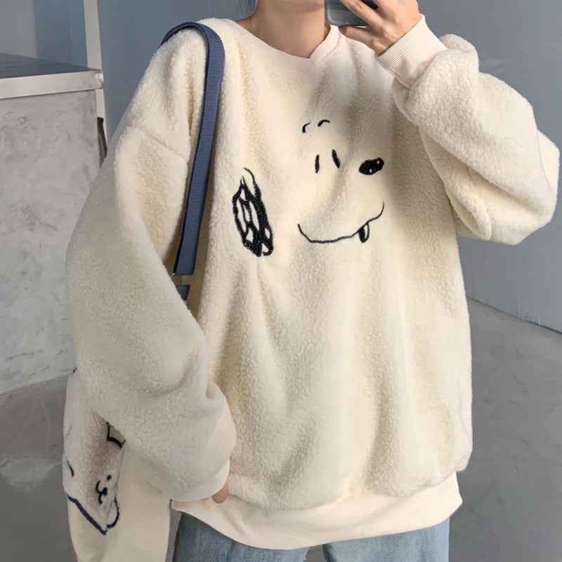 Cozy Lamb Wool Pullover Hoodie for Women