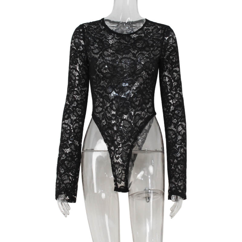 Sexy Lace Jacquard Slim Long Coat