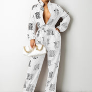 Women's Casual Long Sleeve Loose Shirt Jumpsuit