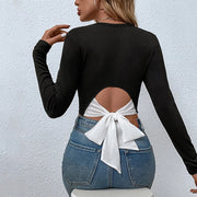 Women's Casual Long Sleeve Round Neck Pullover Tee