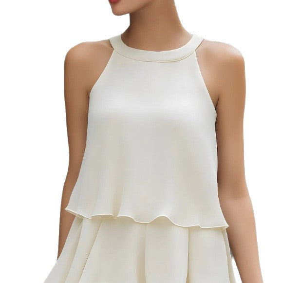 Sleeveless Layered Chiffon Tiered Mini Dress for Women