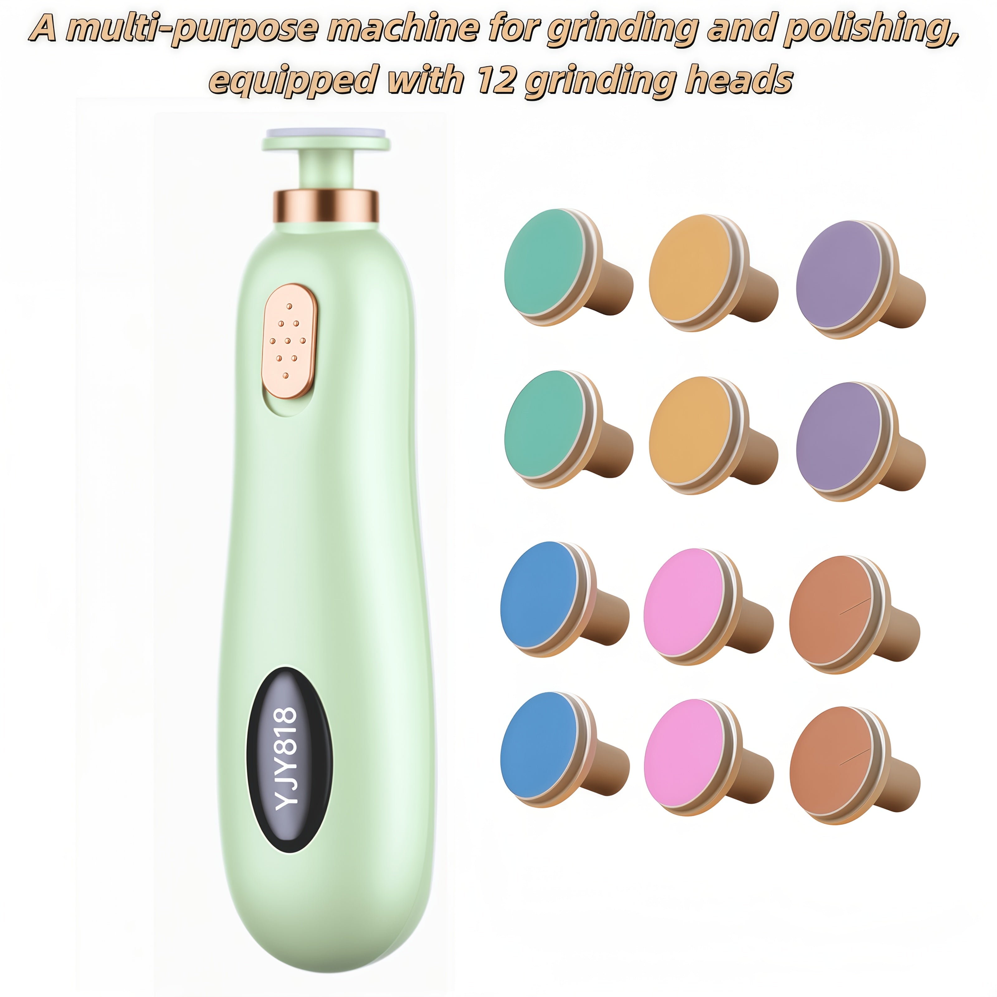 13-Piece Electric Nail Polishing and Trimming Kit with 12 Heads