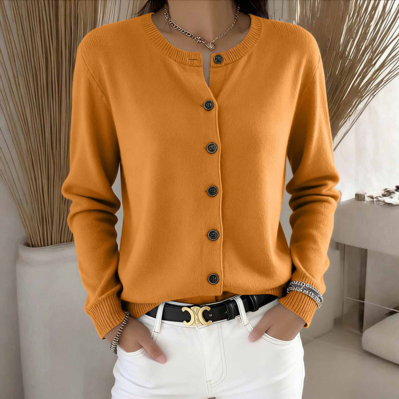 Autumnwinter Long-sleeve Solid-color Cardigan Sweater