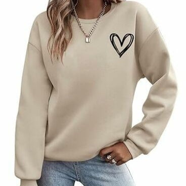 Women's Printed Round Neck Long Sleeve Pullover Sweater