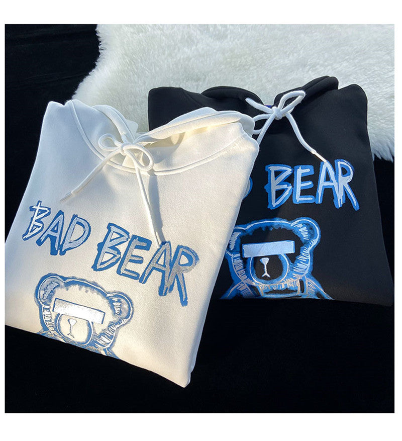 Oversized Hip-Hop Bear Hoodie | Korean Streetwear Pullover