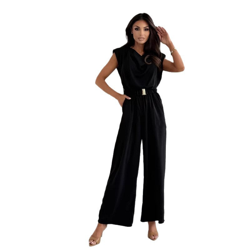 Womens Solid Color Casual Streetwear Jumpsuit