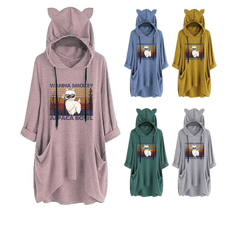 Cute Cat Ears Loose Pullover Sweatshirt