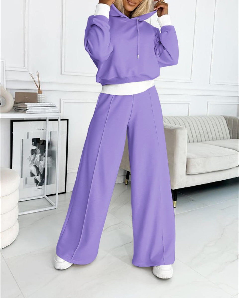 Women's Sporty Casual Hoodie and Pocket Sweatpants Set