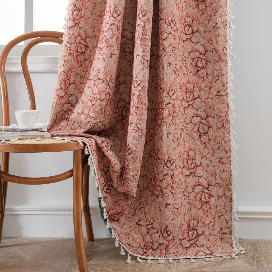 Jacquard Bouquet Tassel Curtain