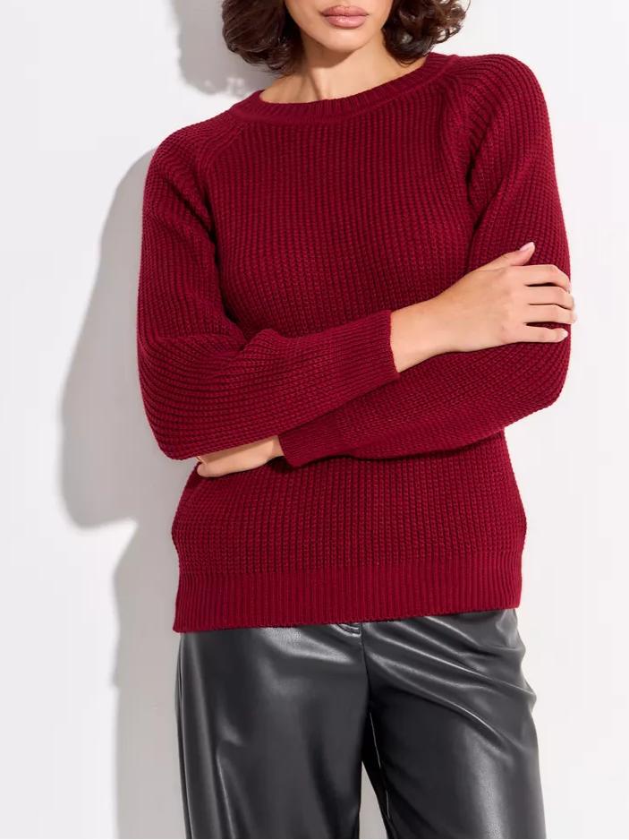Solid-color Thick-knit Top Womens Sweater