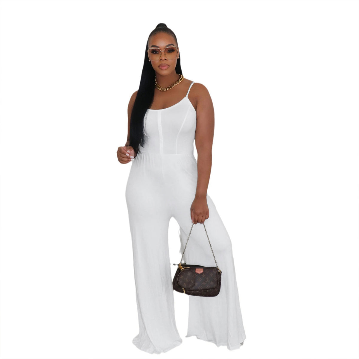 Sexy European And American Solid Color Sling One-piece