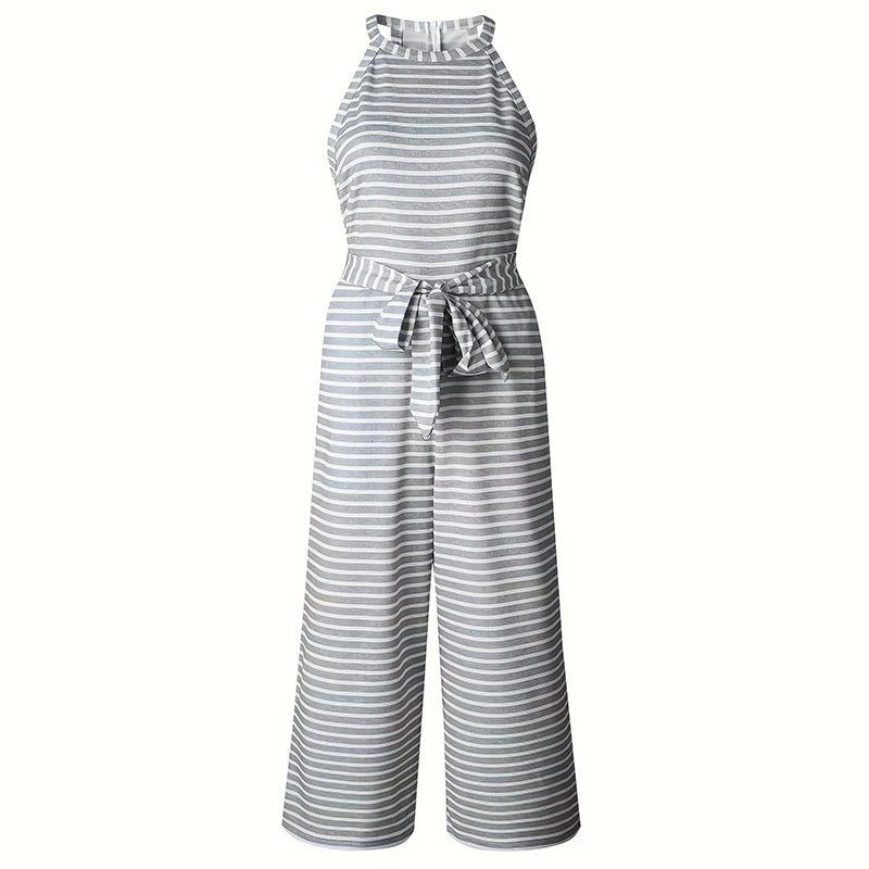 Women's Casual Striped Wide-Leg Jumpsuit Summer Romper