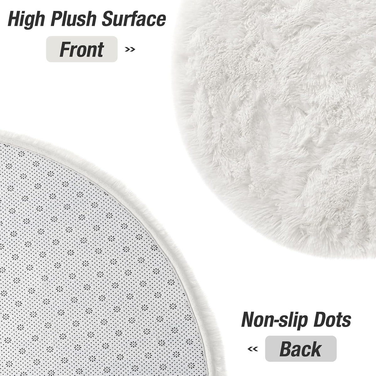 Ivory Fluffy Oval Rug 2.6x5.3 Ft, Soft Washable Area Rug for Bedroom, Living Room, Nursery and Home Decor