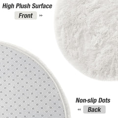 Ivory Fluffy Oval Rug 2.6x5.3 Ft, Soft Washable Area Rug for Bedroom, Living Room, Nursery and Home Decor
