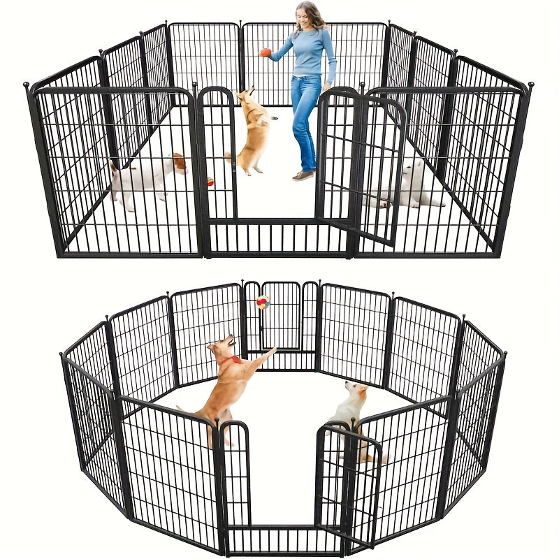 32 Inch 8-Panel Portable Dog Fence For Rv Camping - Durable Iron Playpen With Ventilation Mesh, Easy Assembly, Ideal For Small & Medium Dogs, Outdoor Pet Playpen For Camping, Travel, And Home Use,...