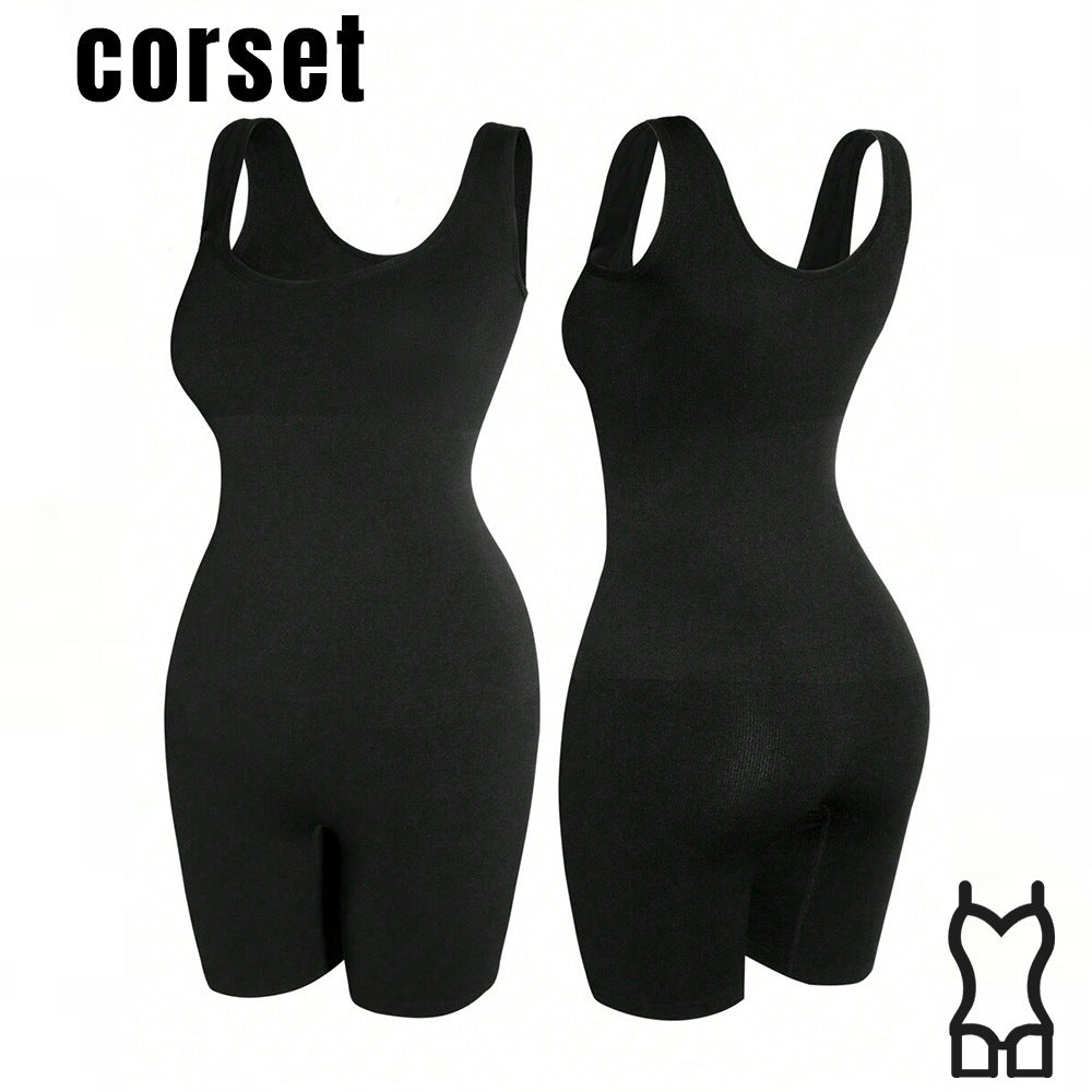 Women's Wide Strap Body Shaper Bodysuit - Tummy Control & Butt Lifter Shapewear With Push-Up Bust Support, Waist Cincher Corset For Postpartum Recovery & Firming