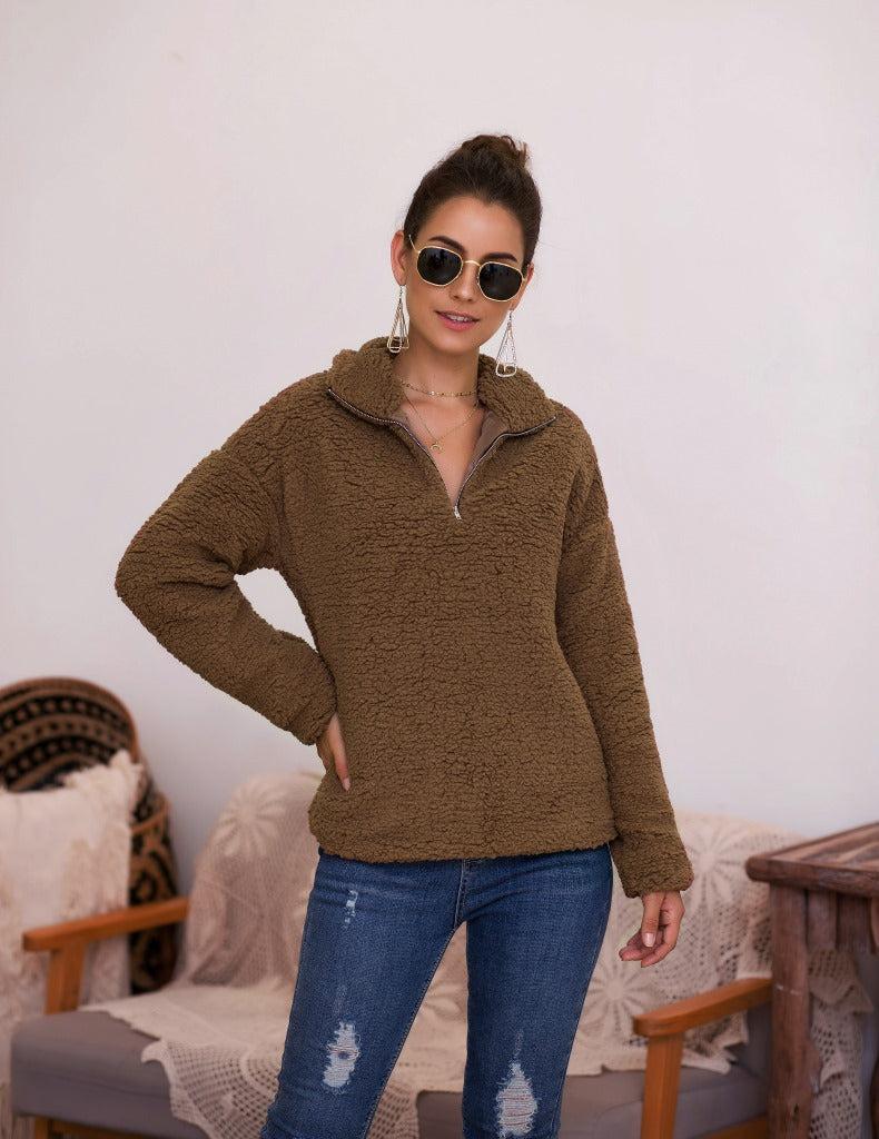 Women's Plush Coat Sweater Top