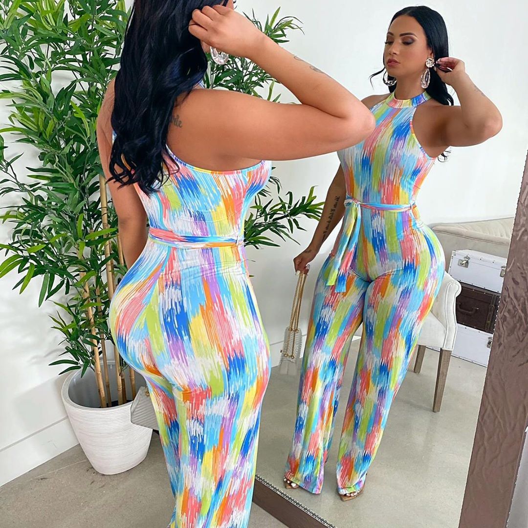 Chic Backless Striped Casual Jumpsuit for Women