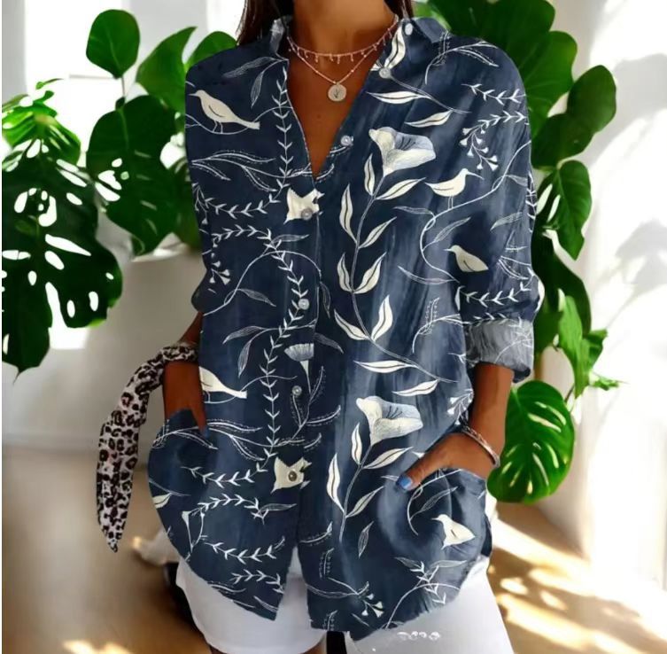 Women's Vintage Floral Print Cardigan Blouse