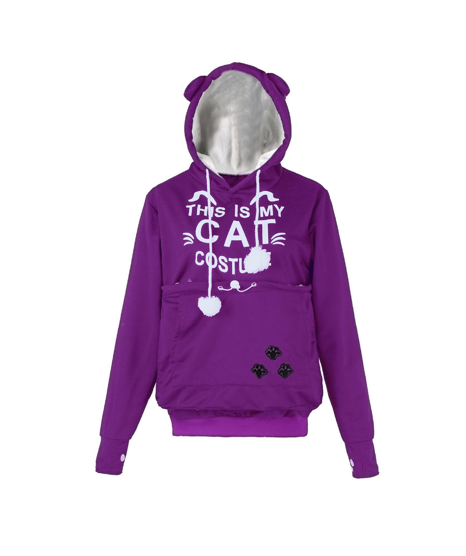 Cute Cat Print Long Sleeve Casual Hooded Sweatshirt