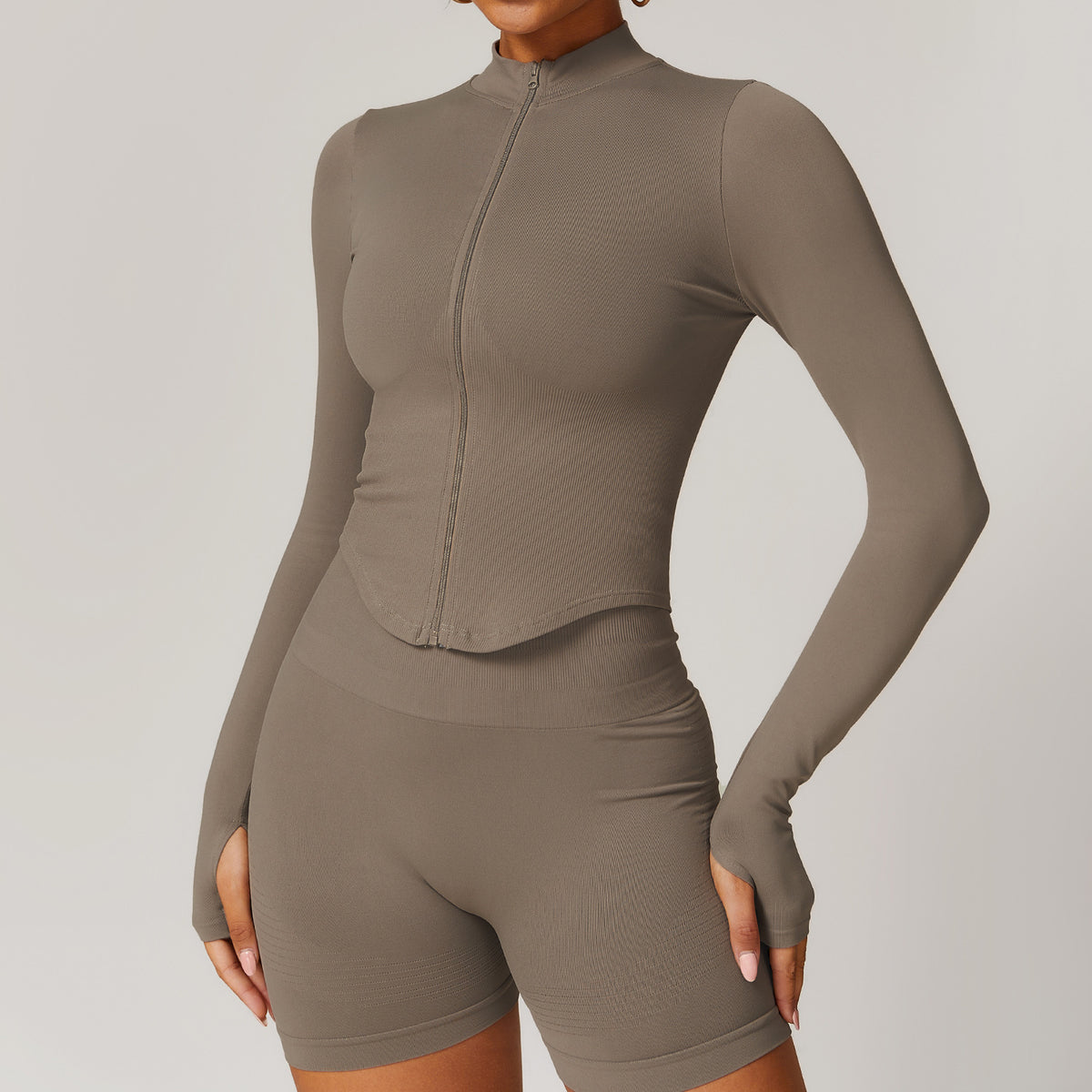 Stand Collar Long-sleeve Zipper Yoga Coat For Women