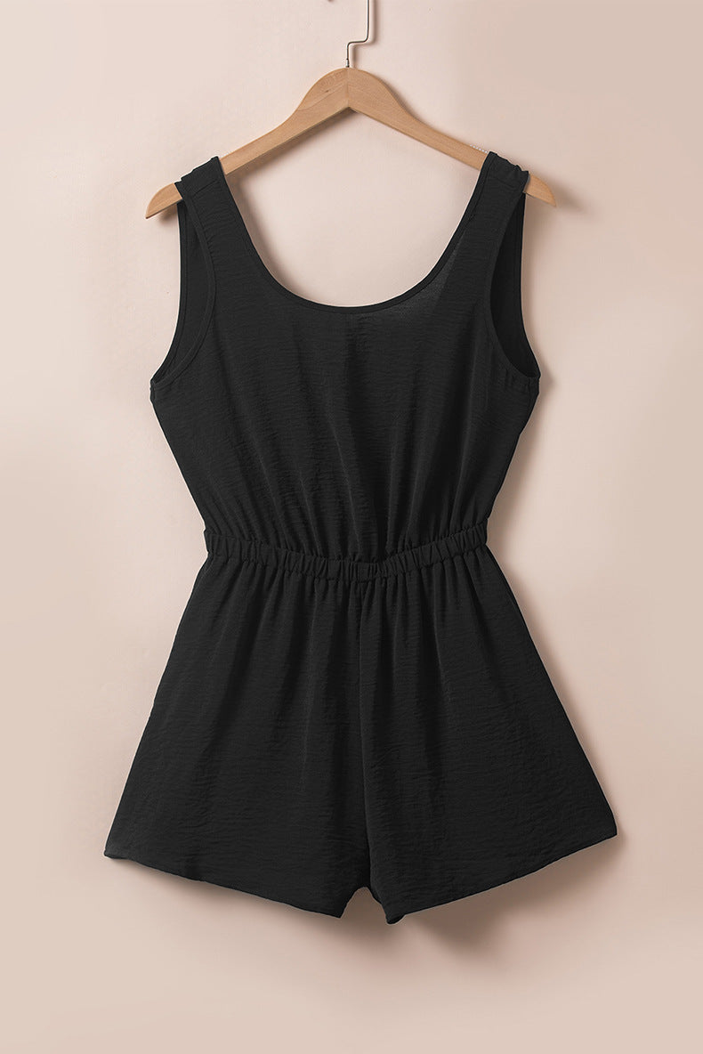Chic Summer Solid Color Casual Sleeveless Jumpsuit Romper