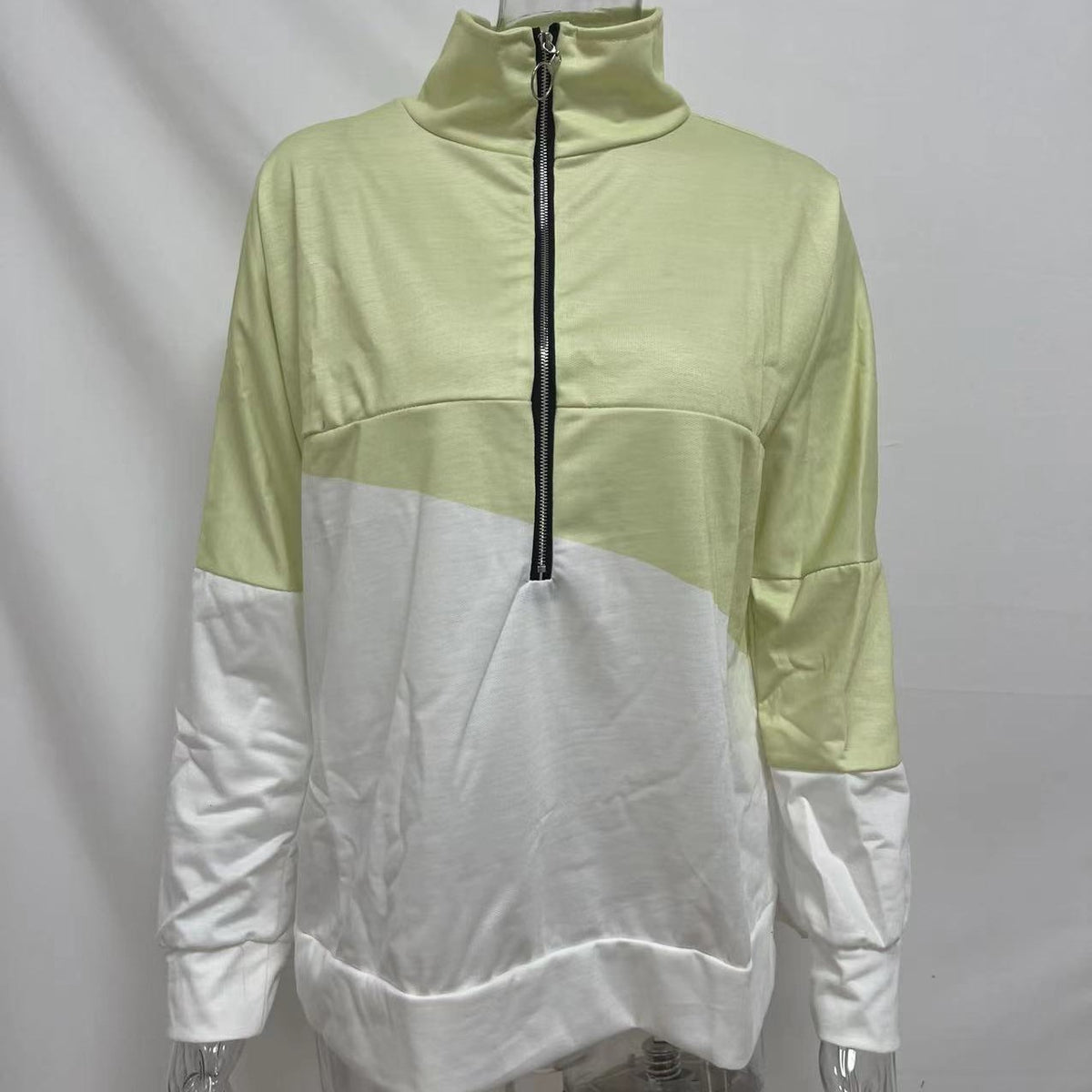 Women's Colorblock Zip Pullover Casual Sweater