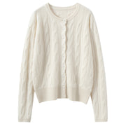 Autumn and Winter New Pure Color Cashmere Women's Knitted Cardigan