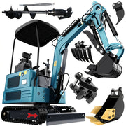 1.8 Ton (4000 lb) Mini Excavator with Hydraulic Thumb, Twin‑Cylinder Diesel Engine, All‑Terrain Tracks and Electronic Display, Includes 5 Attachments