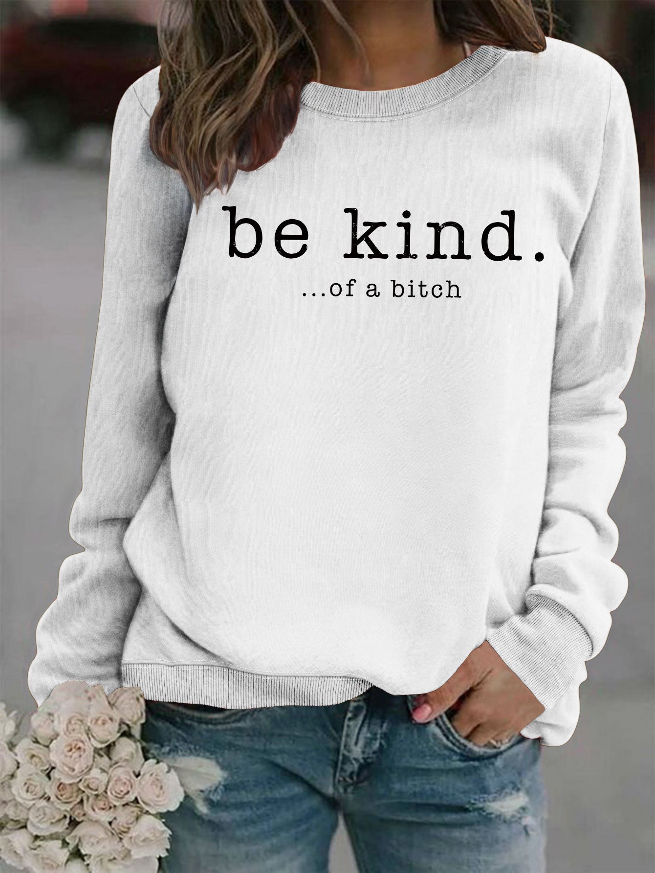 Women's Casual Printed Round Neck Pullover Hoodie