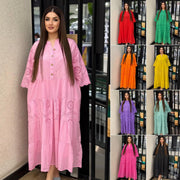 Loose-fit Lace Hollow-out Plus-size Casual Dress