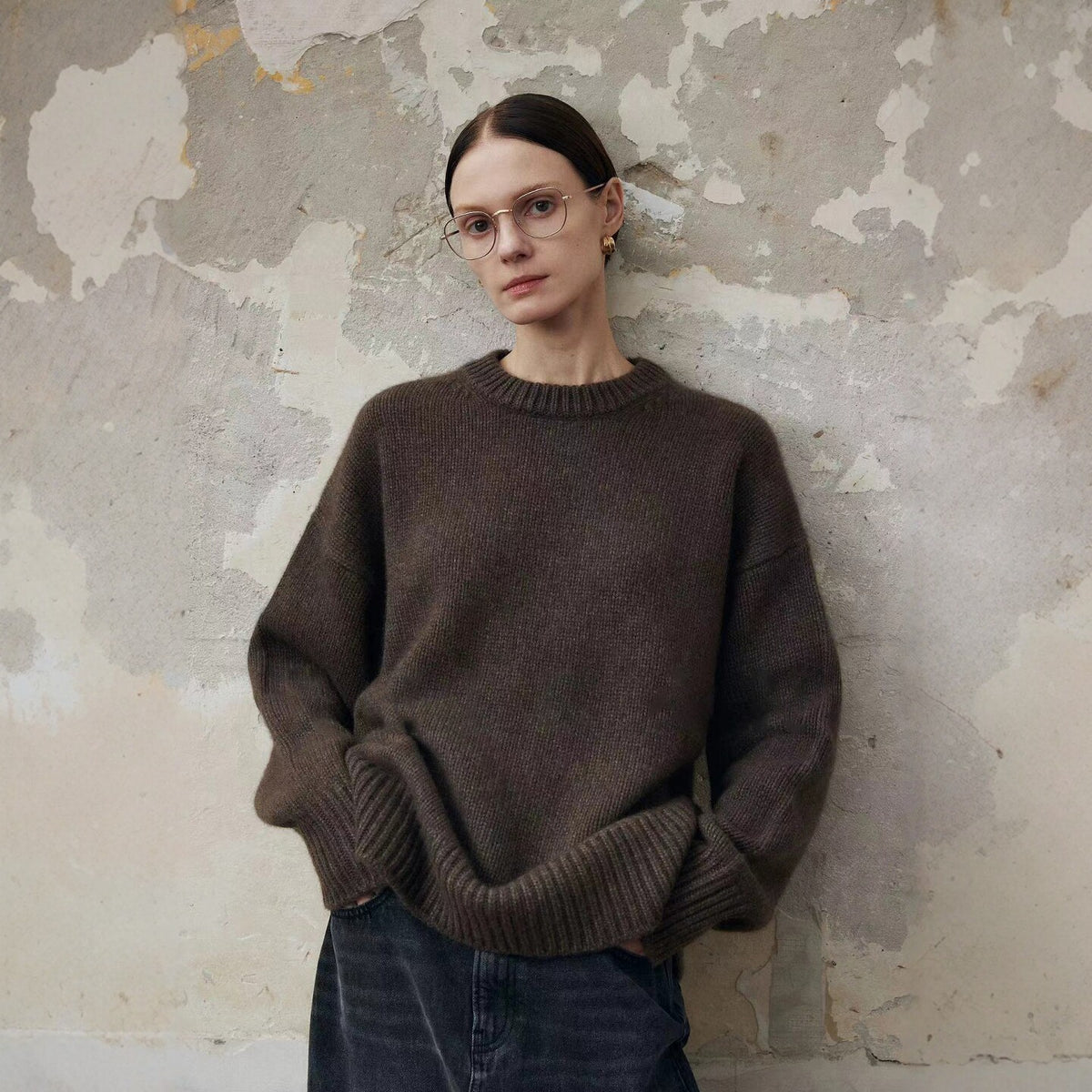 Loose Laid-back Knit Top Cashmere Sweater