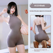 Double-headed Invisible Zipper Sports Open Crotch Jumpsuit