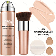 Flawless AirBrush Foundation - High Coverage, Smooth Creamy Matte Spray, Natural Nude Finish, Light Beige for Mature Skin