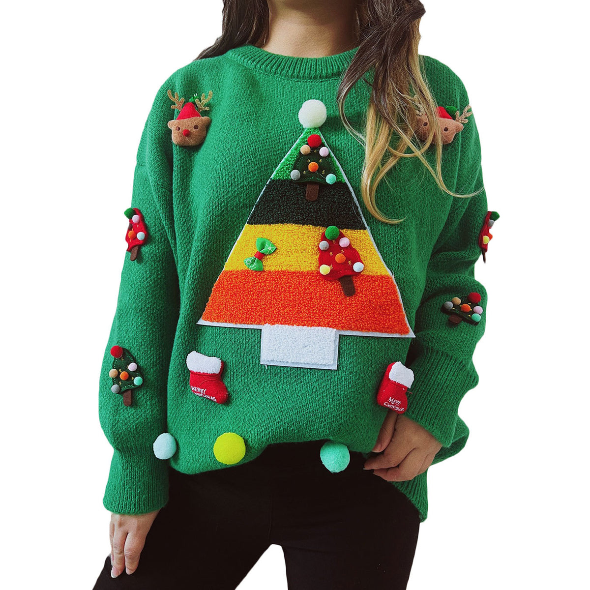 Autumn and Winter Long Sleeve Idle Style Round Neck Pullover Sweater