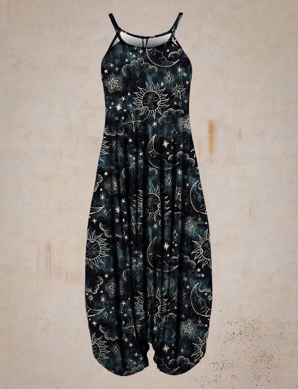 Boho Printed Harem Drop-Crotch Jumpsuit