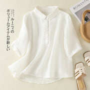 Solid Color Casual Loose Half-sleeve Shirt Women's All-match Slimming