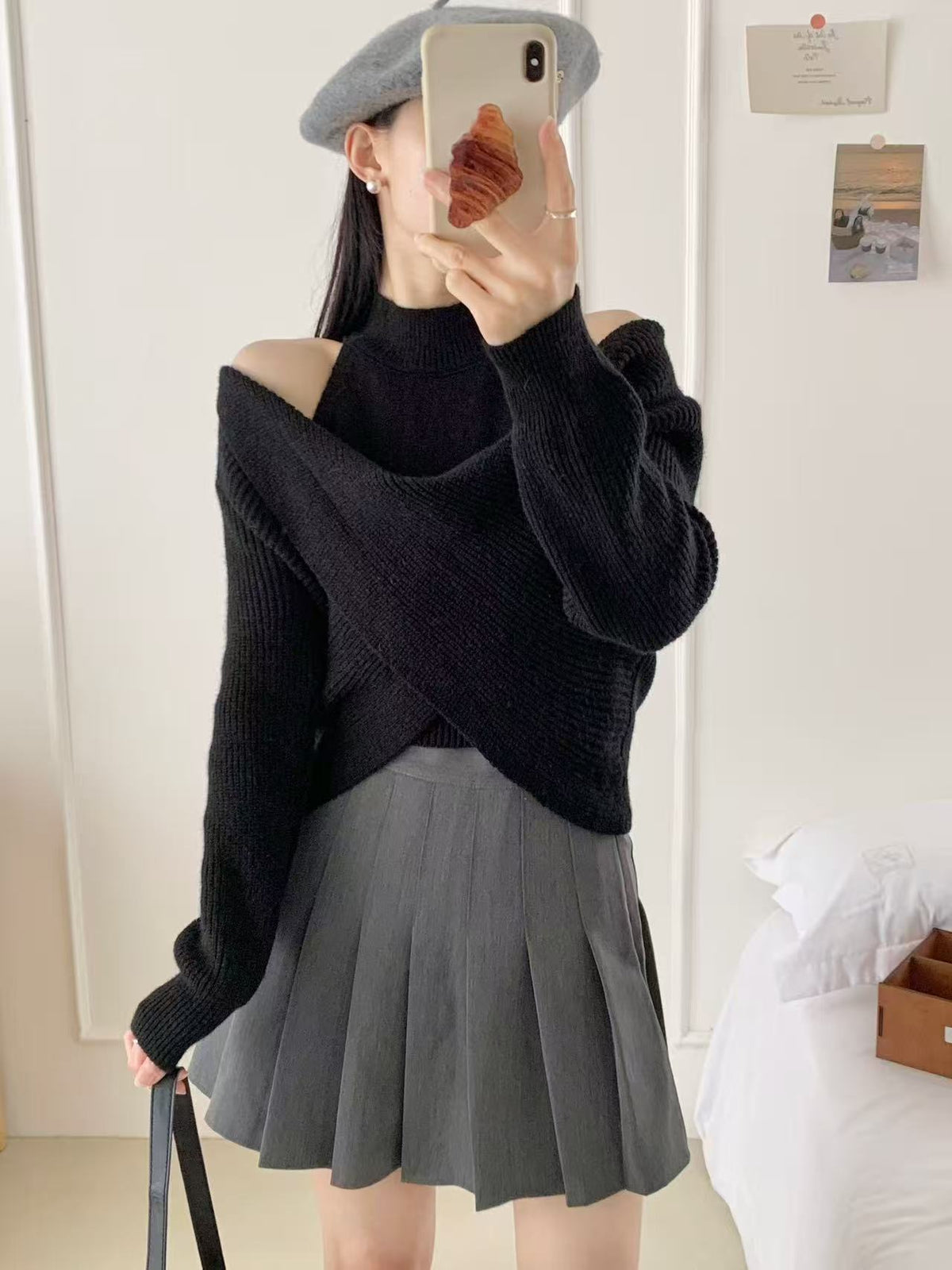 Women's Half-neck Fake Two-piece Knitted Sweater