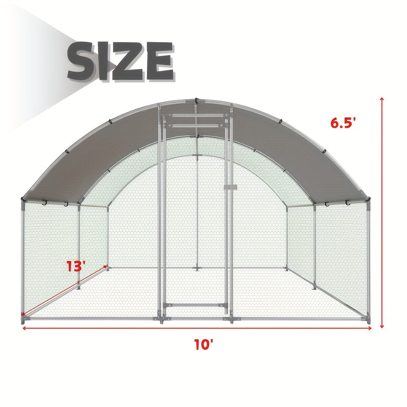Large Walk-in Metal Chicken Coop with Waterproof and UV-proof Cover