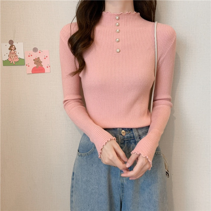 Half Turtleneck Pullover Sweaters Women's Clothing Slim Fit