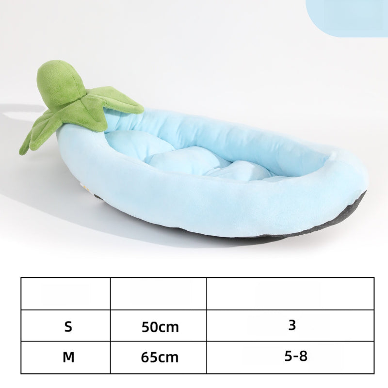 Cute Eggplant-shaped Pet Bed For Cats & Small Dogs - Removable Washable Cover, Soft Cottage Style Bedding With Eggplant & Leaf Design (no Assembly) - Cozy Bed For Teddy Bichon Frise Pomeranian