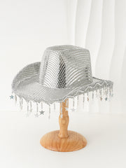 Floppy Western Cowboy Hat with Sequins & Tassel
