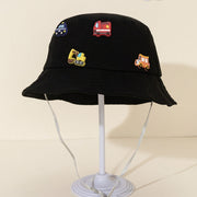 Medium to Large Flat-Top Basin Hat with Adjustable Fit and Wind-Proof Rope