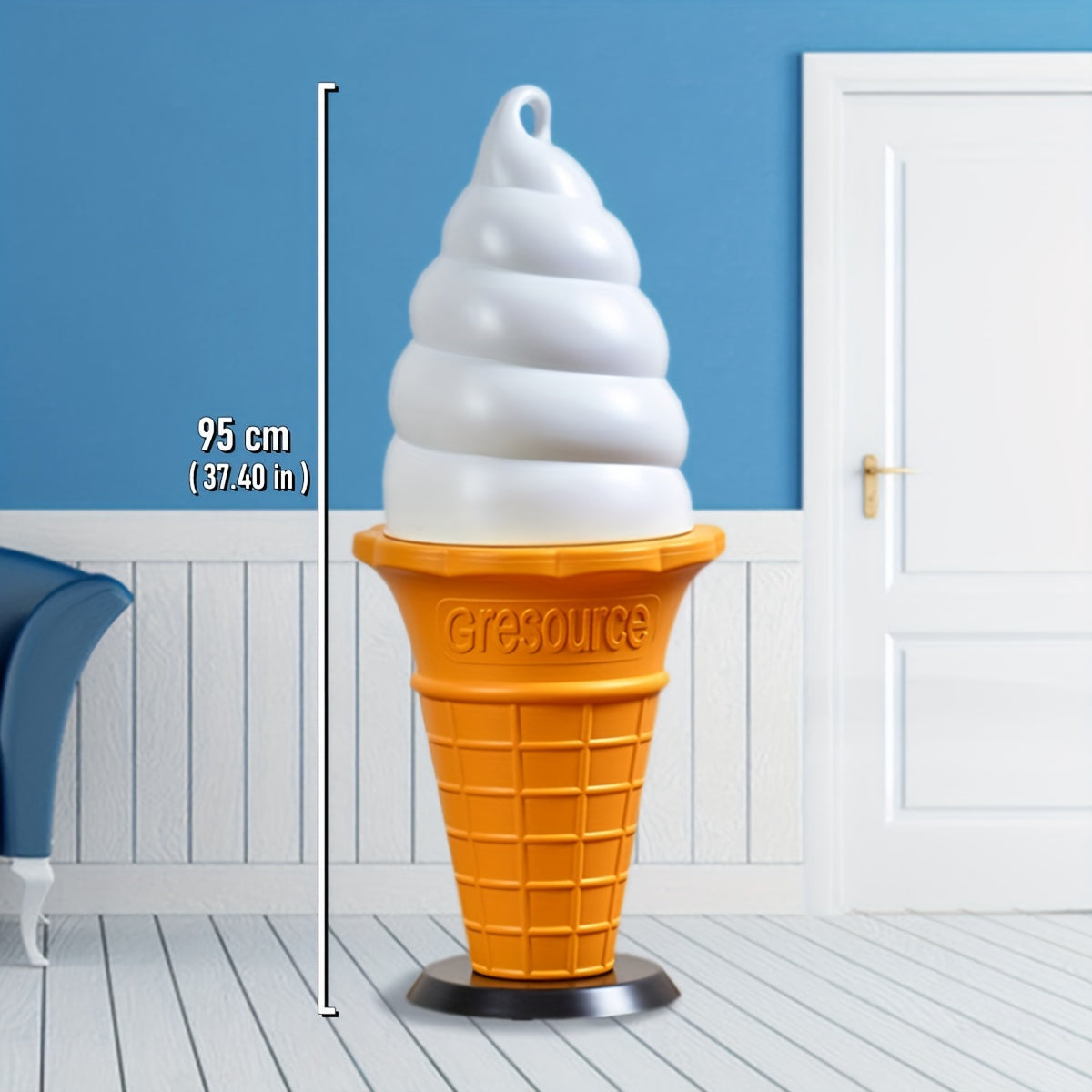 Large Outdoor Plastic Ice Cream Model – 23.6"/37.4"/47.2" (No Light) for Dessert Shop Advertising