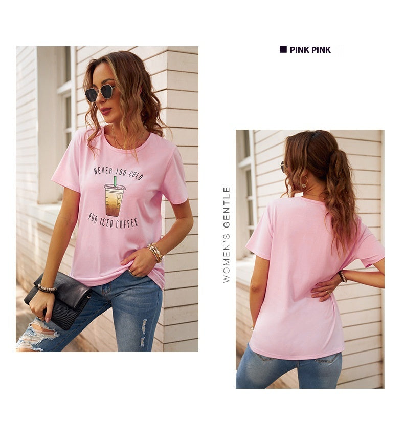 Casual Tie-Dyed Letter Print Short-Sleeve T-Shirt