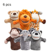 Set of 6 Multicolor Zoo Animal Hand Puppets for Storytelling