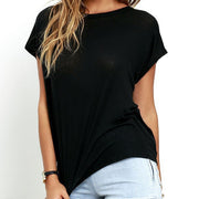 Elegant Backless Short‑Sleeve T‑Shirt – Loose Fit, Urban Style