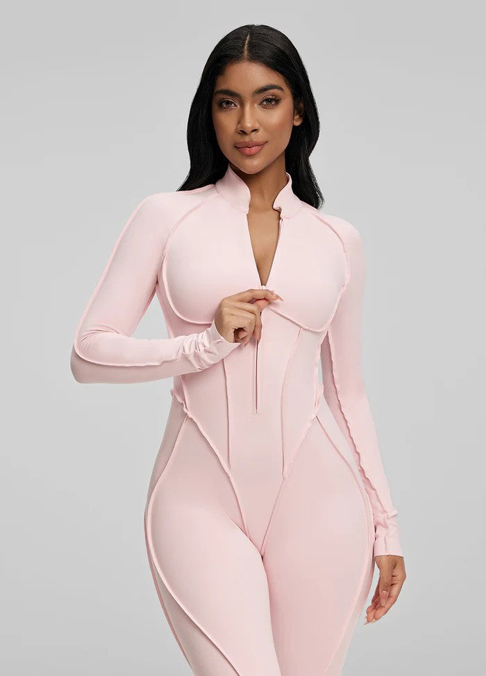 Women's Long Sleeve Zip Slim-Fit Jumpsuit