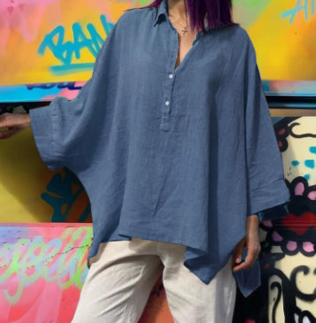 Batwing Clothes Loose Cotton And Linen Tops